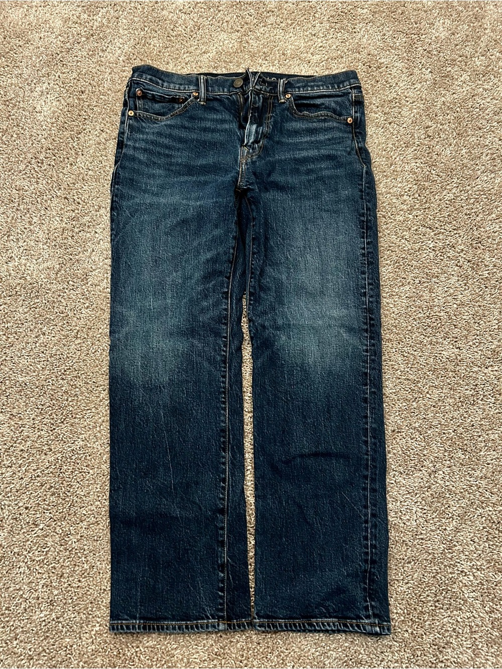 American Eagle Outfitters Men's Straight-Leg Dark Blue Jeans